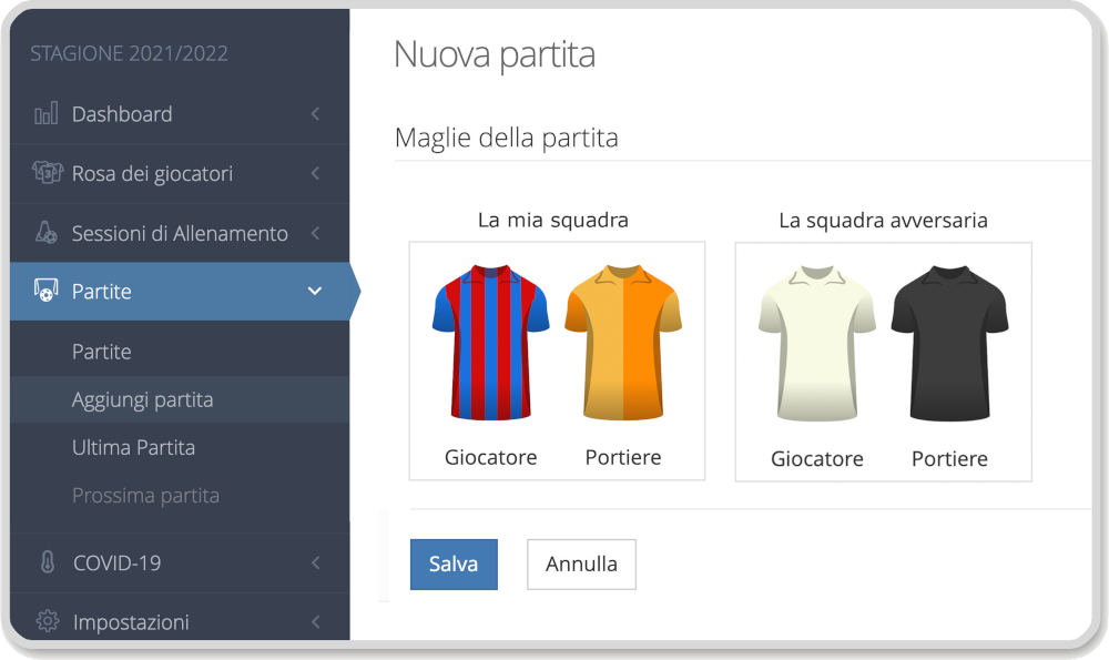 Scegli la maglia della partita su YouCoachApp